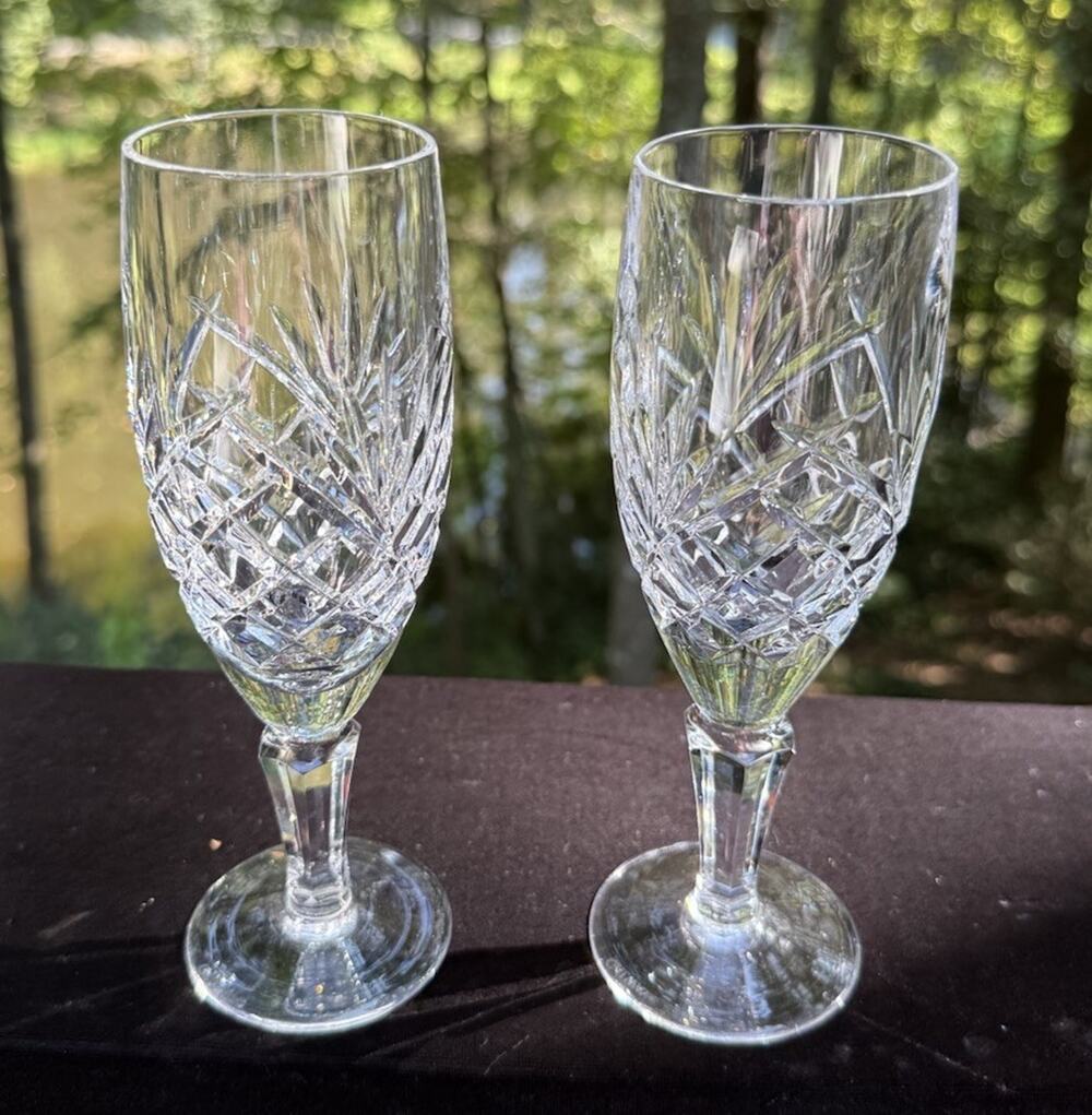 GODINGER Shannon Crystal Ice Tea Glass, 24% Lead Crystal Dublin Set Of 2 EUC